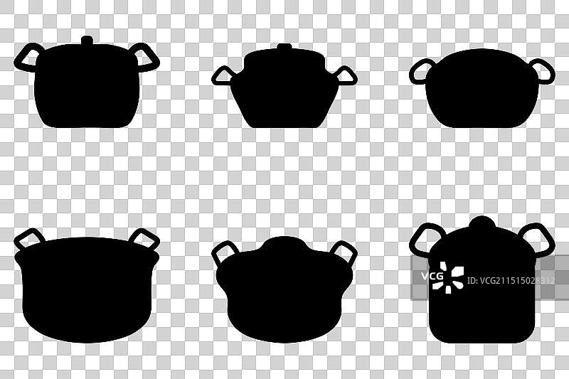沸腾锅剪影图标集厨具扁平图片素材