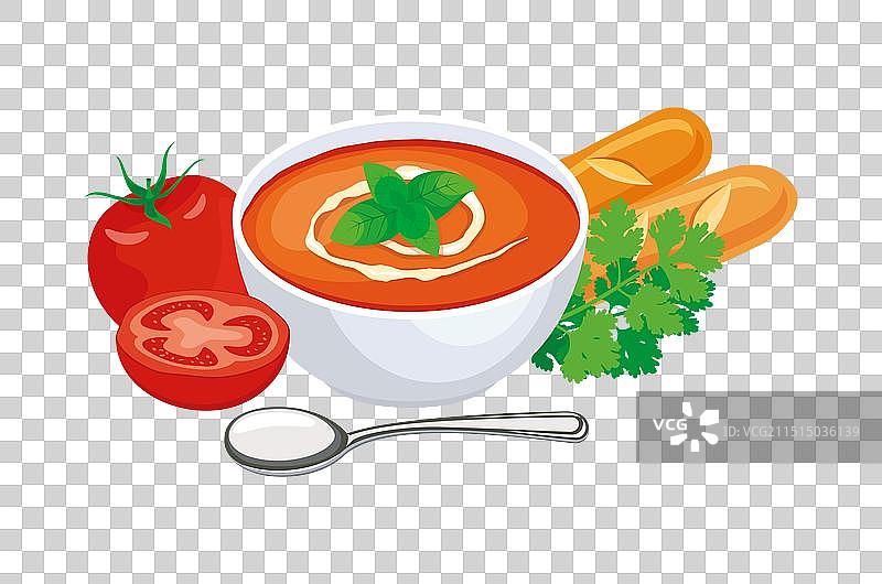 白色背景上的番茄奶油汤图标图片素材