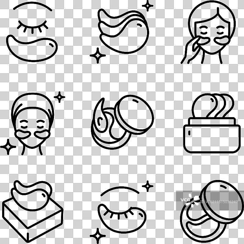 眼部凝胶贴片线性图标集图片素材