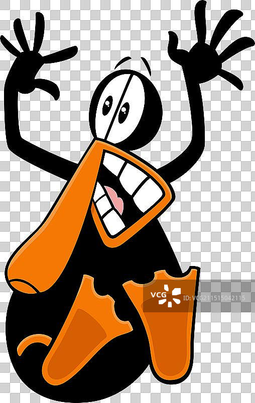 卡通受惊或惊讶的黑鸭子图片素材