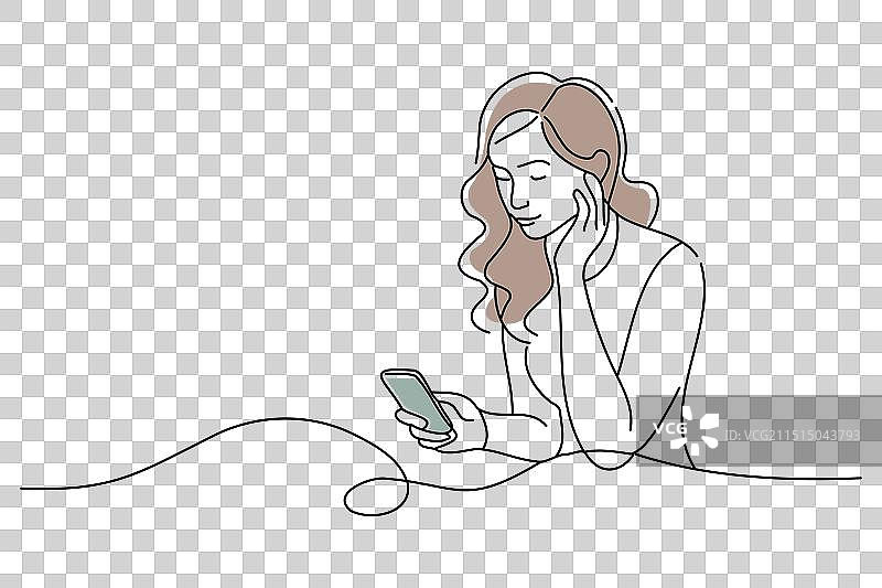 看着智能手机的沮丧女人图片素材