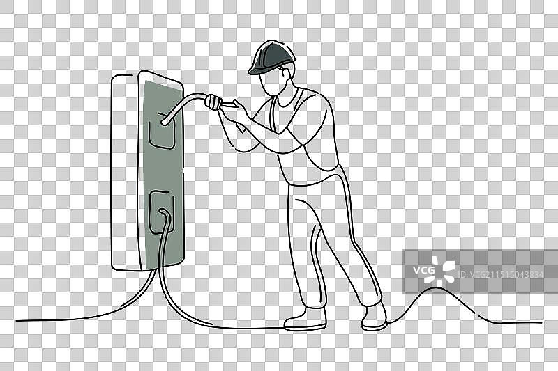 电工操作断路器图片素材