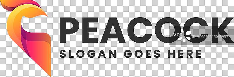 孔雀渐变彩色风格标志图片素材