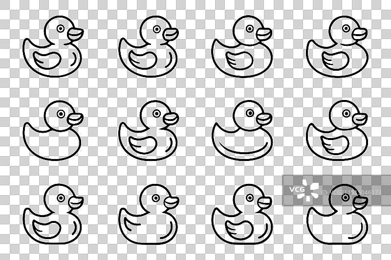 橡胶鸭概念相关可编辑笔画图片素材