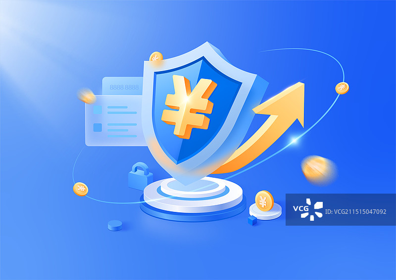 银行投资金融安全蓝色钱币盾牌保险图标图片素材