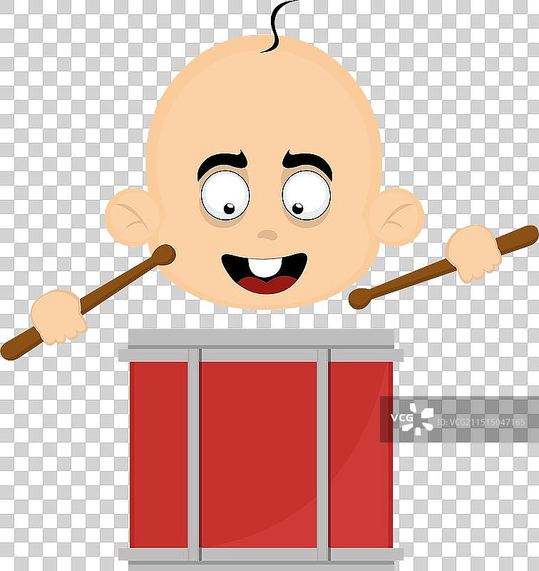 打鼓的卡通婴儿头像图片素材