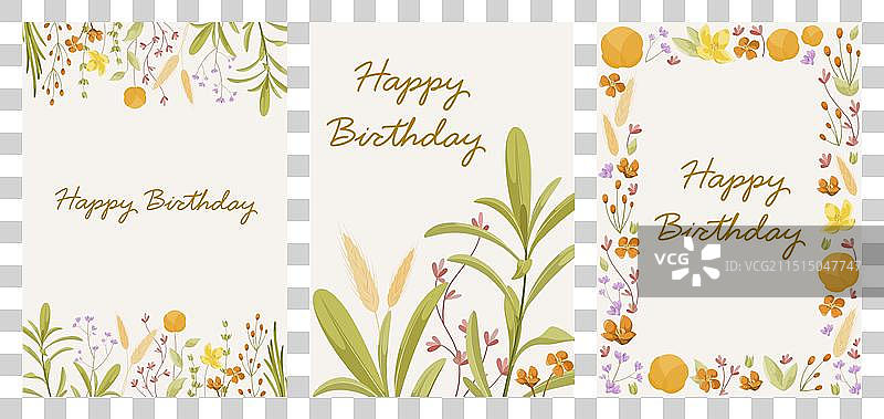 一组野花卡片图片素材