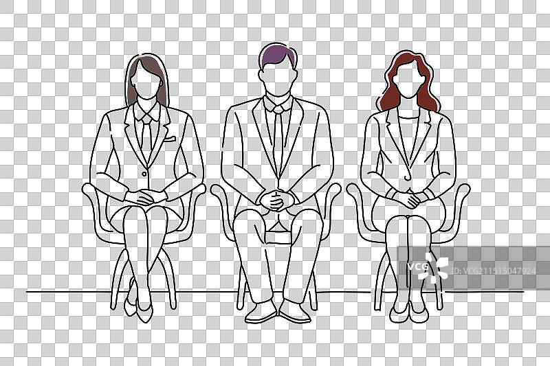 端坐着的求职男女图片素材