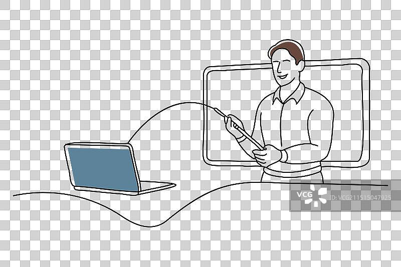 男讲师进行在线课堂涂鸦图片素材