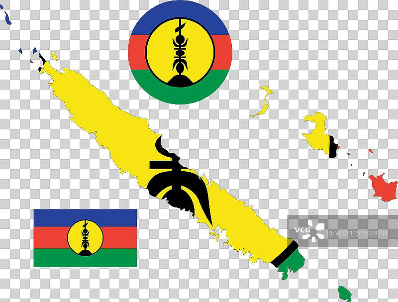 新喀里多尼亚地图和旗帜图片素材