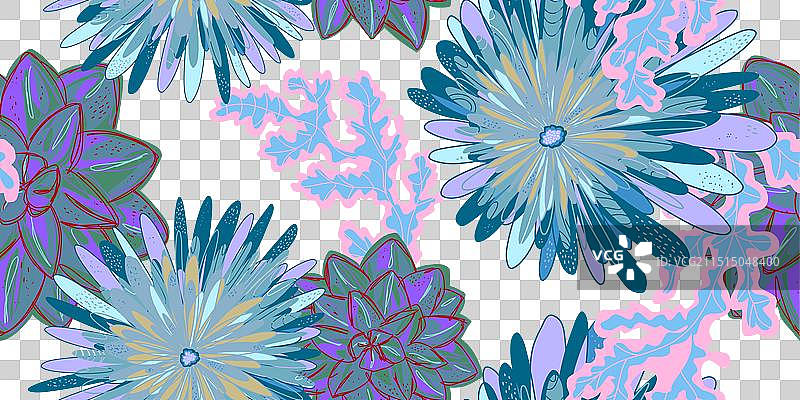 梦幻风格绽放花卉图案图片素材