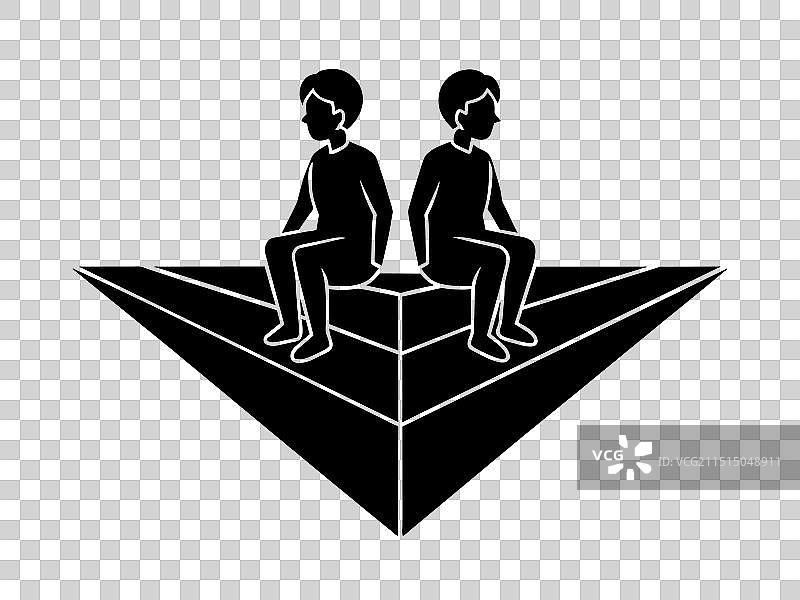 添加两个坐着的人的轮廓图片素材