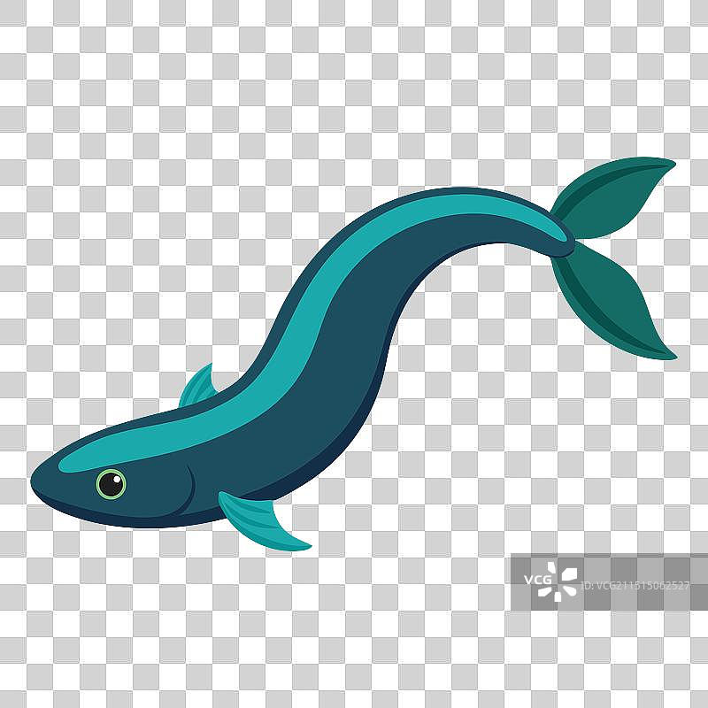 扁平风格白色背景中的孤立鳗鱼图片素材