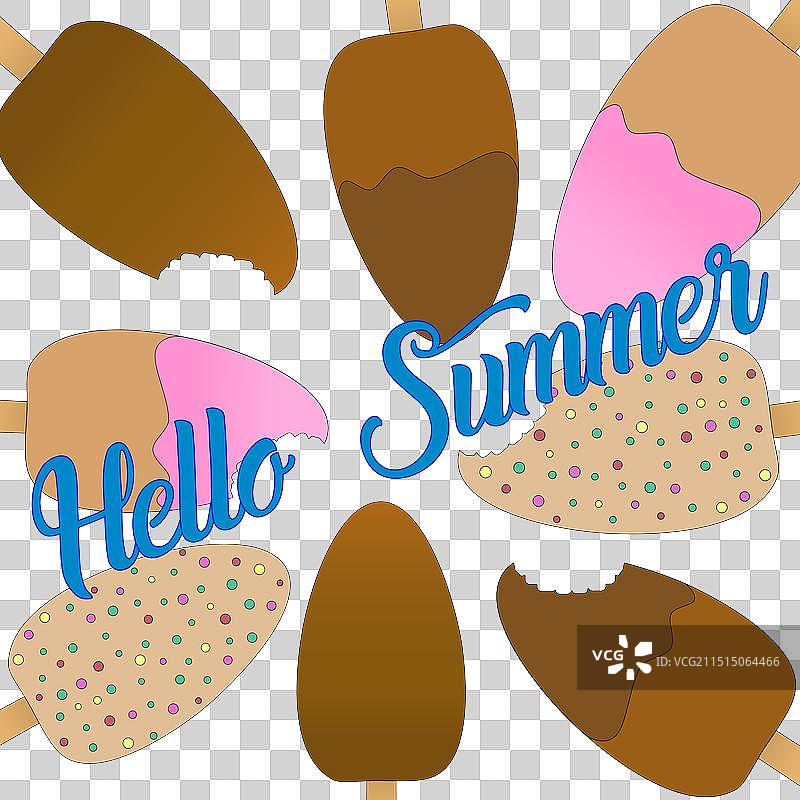 渐变色背景上的夏日冰淇淋冰棒图片素材