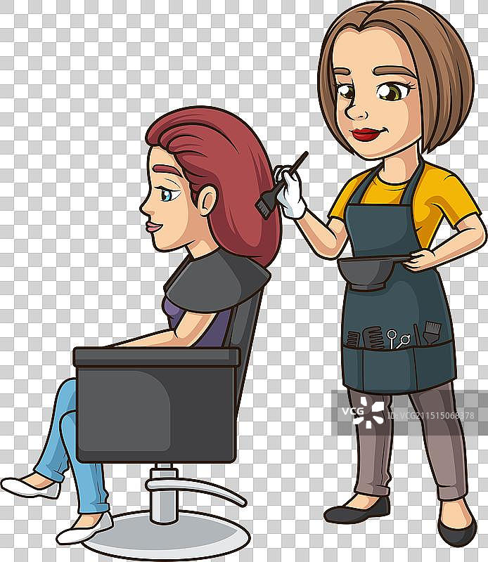 美发师染发卡通图片素材