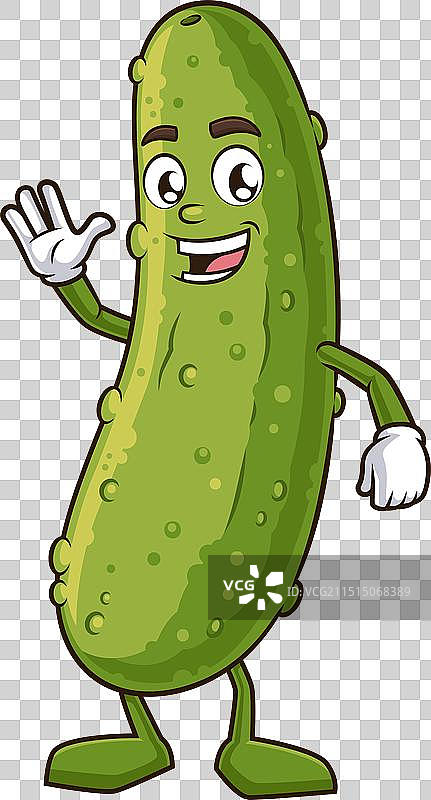 挥手的快乐泡菜卡通图片素材