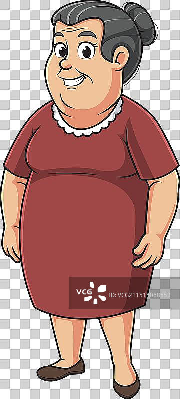 卡通中年胖女人图片素材
