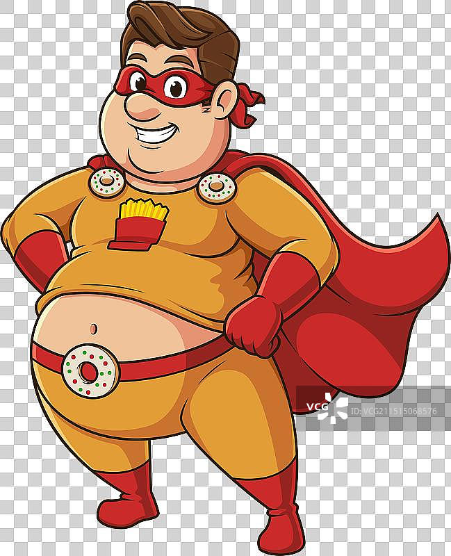 自信的胖乎乎的卡通超级英雄图片素材