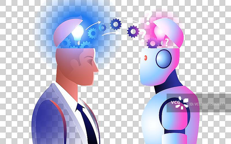 机器人从人脑输入信息图片素材