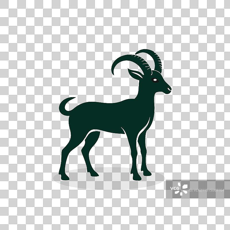 白色背景上的扁平风格孤立野生山羊图片素材