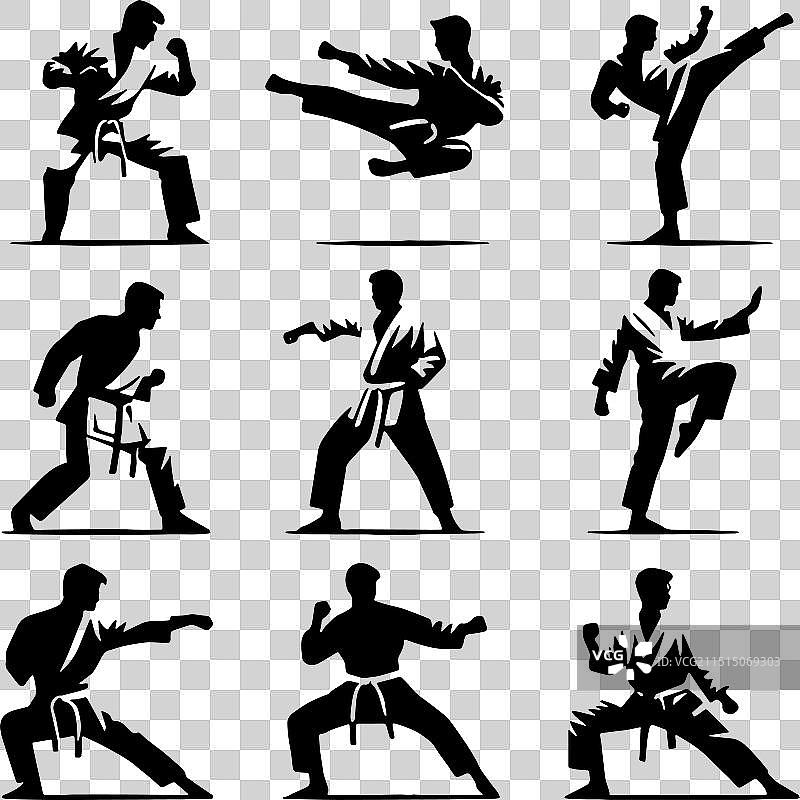 空手道剪影合集图片素材