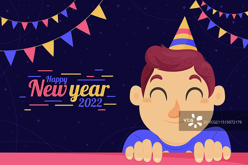 手绘扁平风新年人物背景图片素材