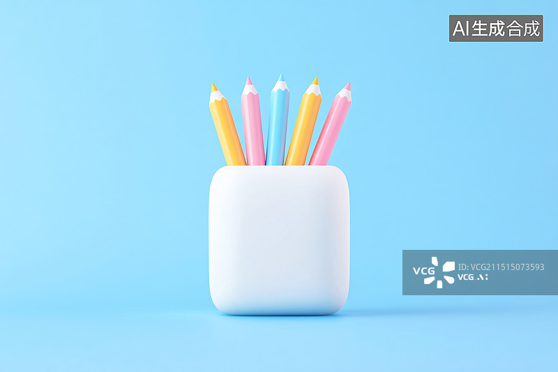 【AI数字艺术】彩色铅笔学习办公文具教师节教育学习插图图片素材