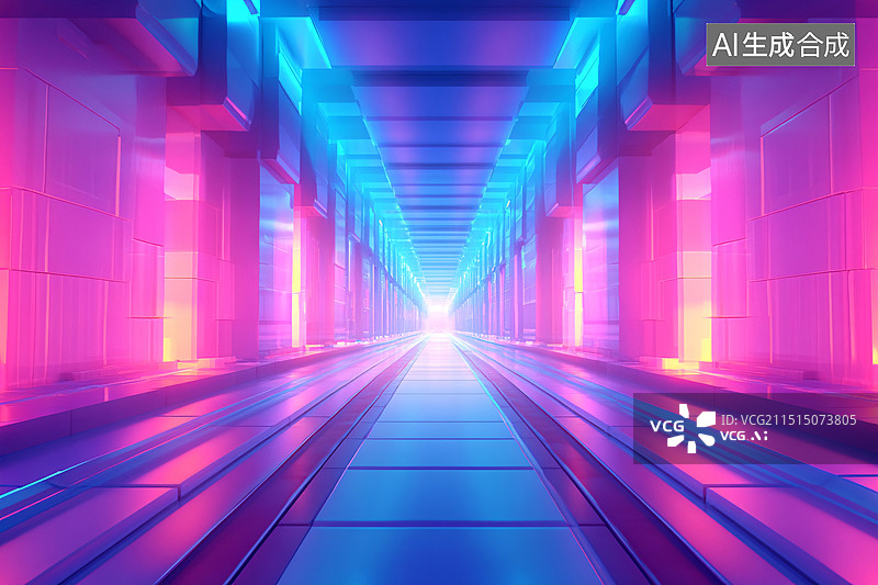 【AI数字艺术】蓝色科技抽象光子大数据网络创意图图片素材