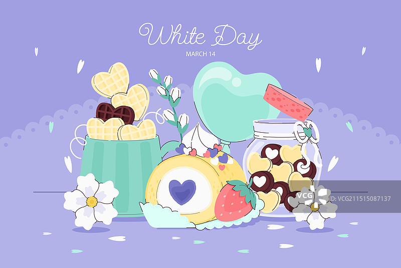 白色情人节扁平风背景图片素材