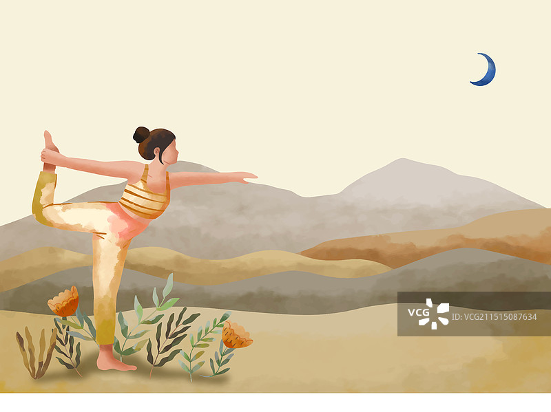 国际瑜伽日水彩背景图片素材