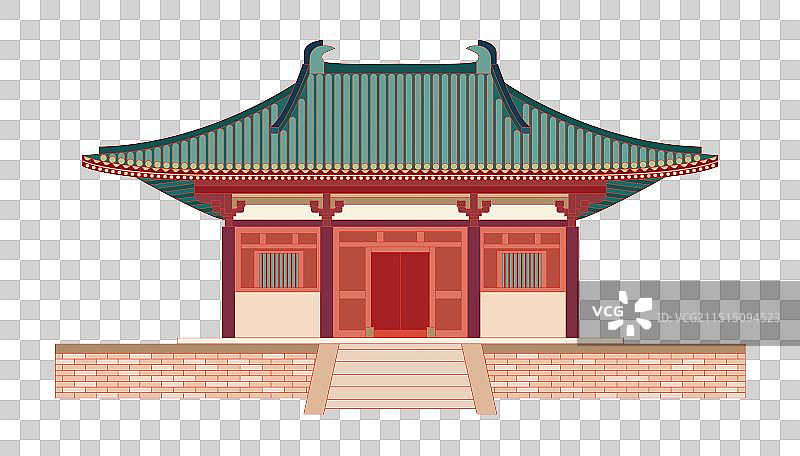 国风地标系列矢量插画-山西 忻州 南禅寺图片素材