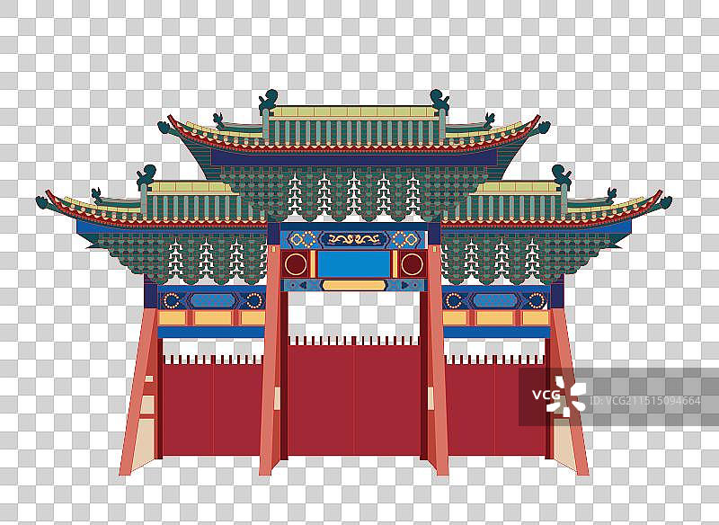 国风地标系列矢量插画-山西省 晋中市 平遥县 双林寺图片素材