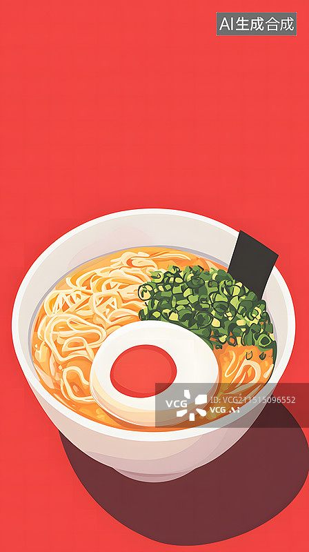 【AI数字艺术】一碗面条卡通插画图片素材