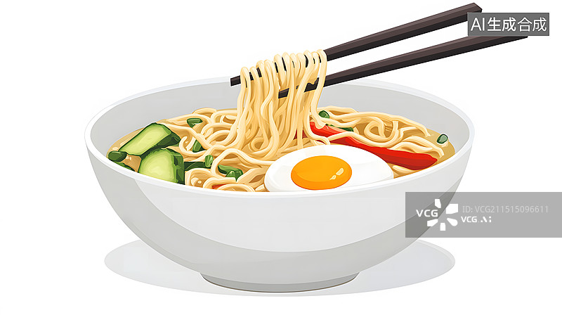 【AI数字艺术】一碗面条卡通插画图片素材