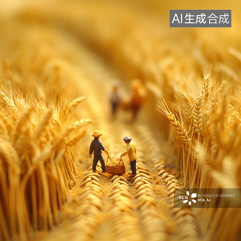 【AI数字艺术】秋天收获的麦田微距图片素材