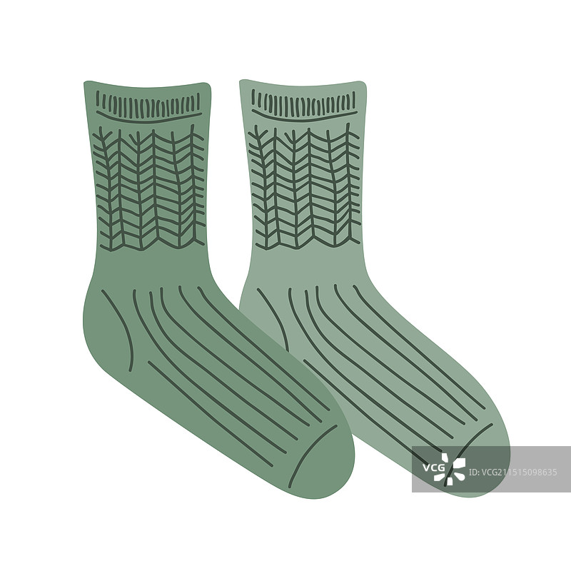 孤立的针织绿色袜子图片素材