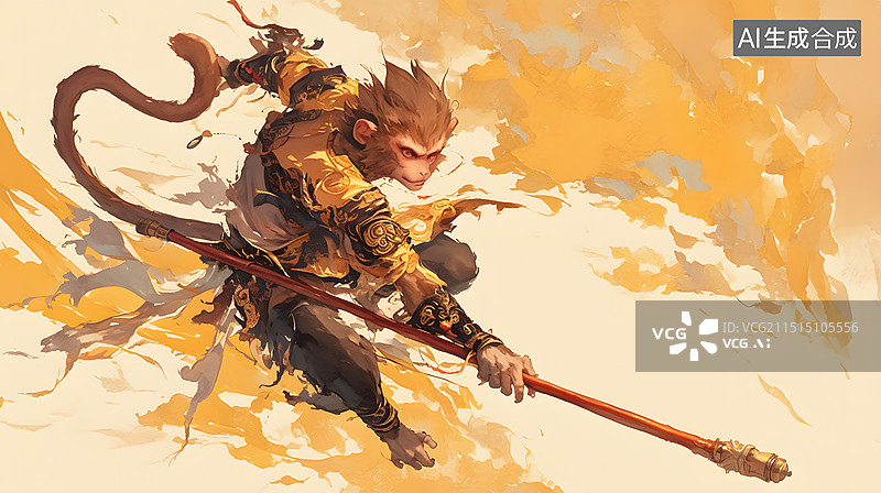 【AI数字艺术】中国风国潮风水墨猴子图片素材