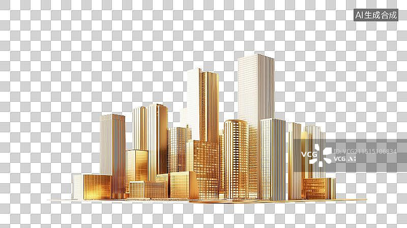 【AI数字艺术】免抠三维金色城市图片素材