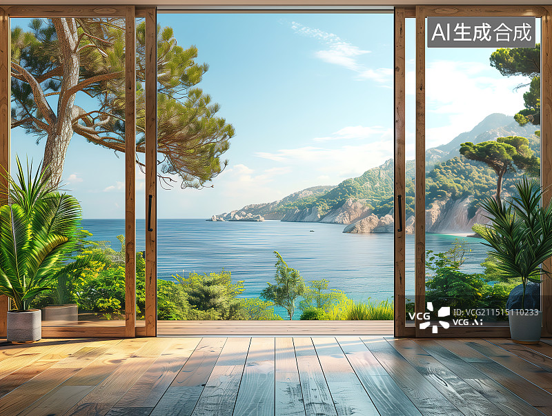 【AI数字艺术】窗外的风景图片素材