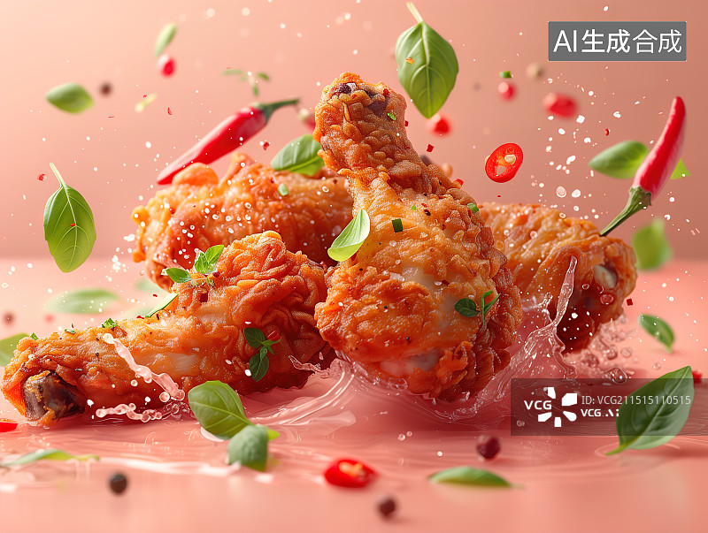 【AI数字艺术】美食：炸鸡图片素材