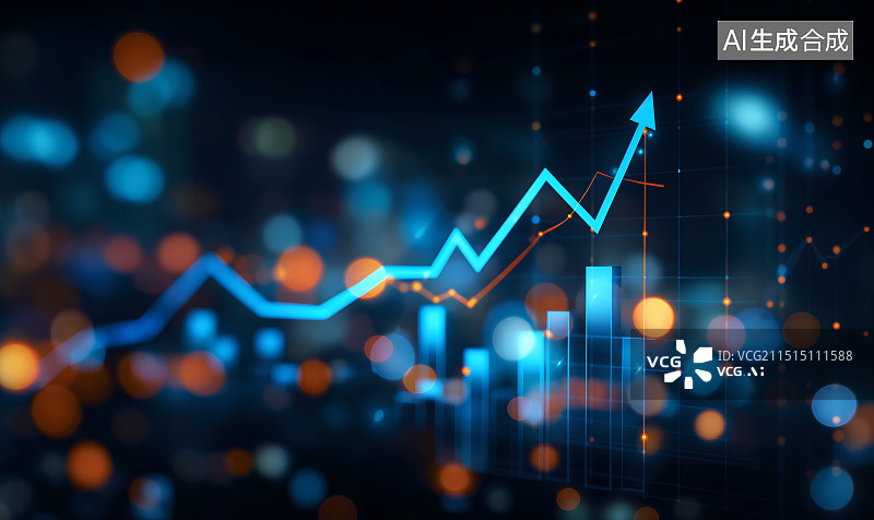 【AI数字艺术】金融股市股票数据上升趋势增长图表图片素材