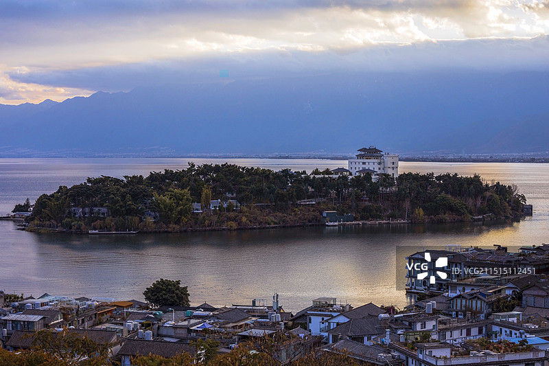 大理雙廊日落風光图片素材