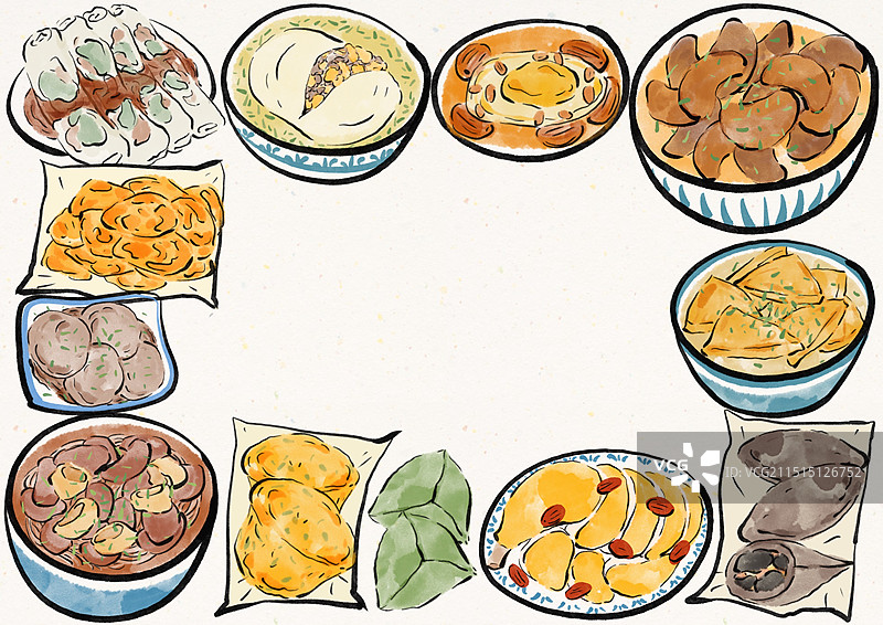 国潮风龙岩美食插画图片素材