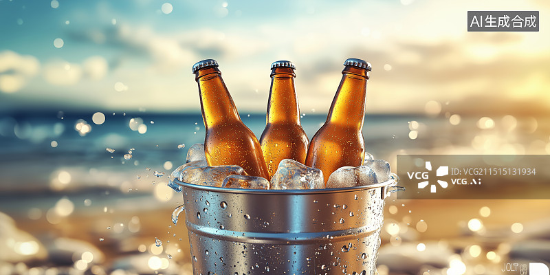 【AI数字艺术】冰镇啤酒图片素材