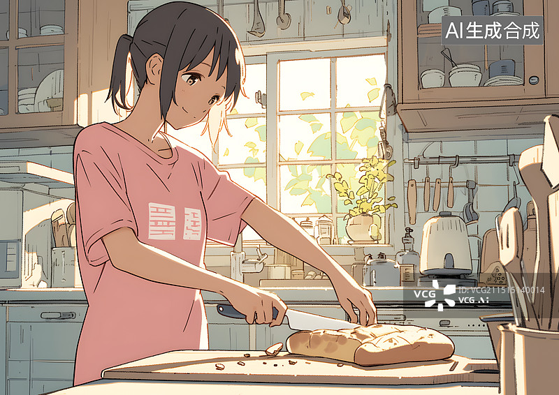 【AI数字艺术】在厨房做家务的家庭主妇图片素材