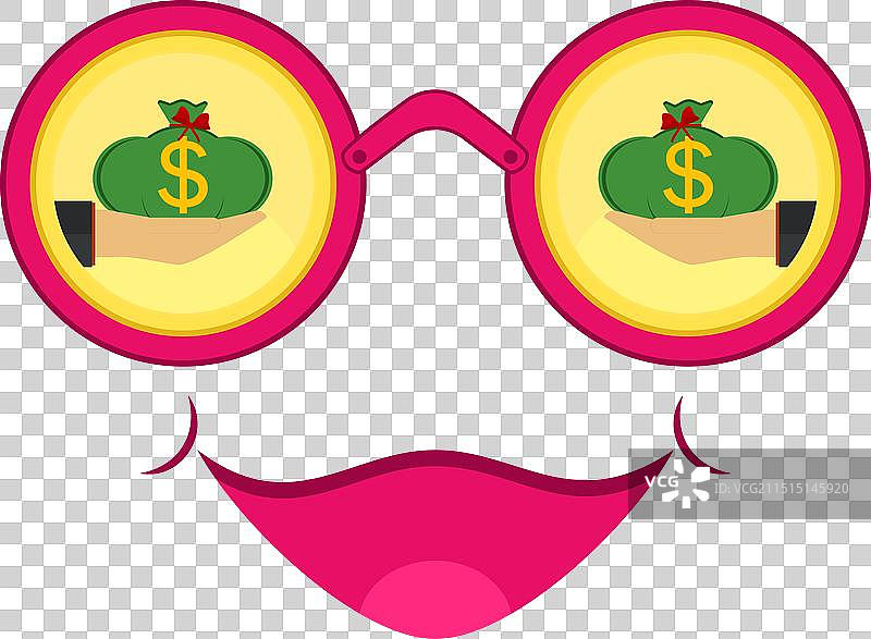 装有钱袋和面孔的眼镜图片素材