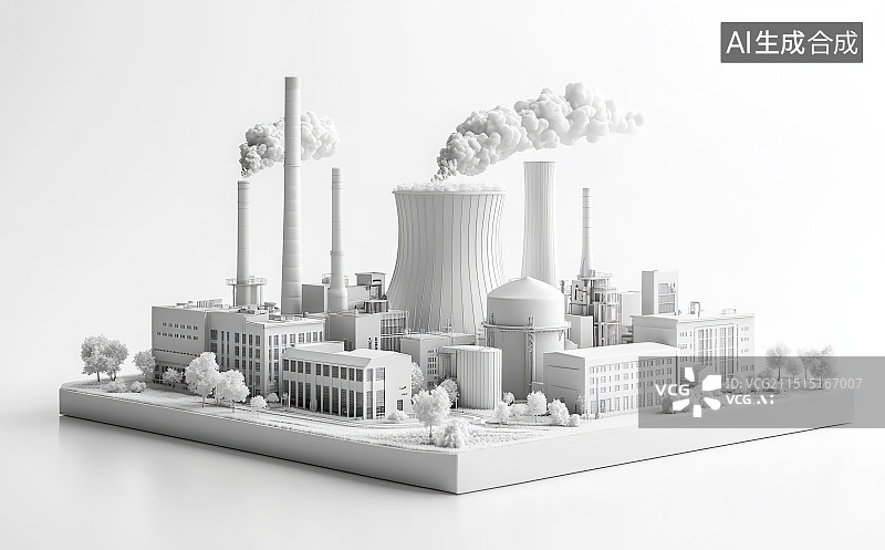【AI数字艺术】化工厂3d模型图片素材