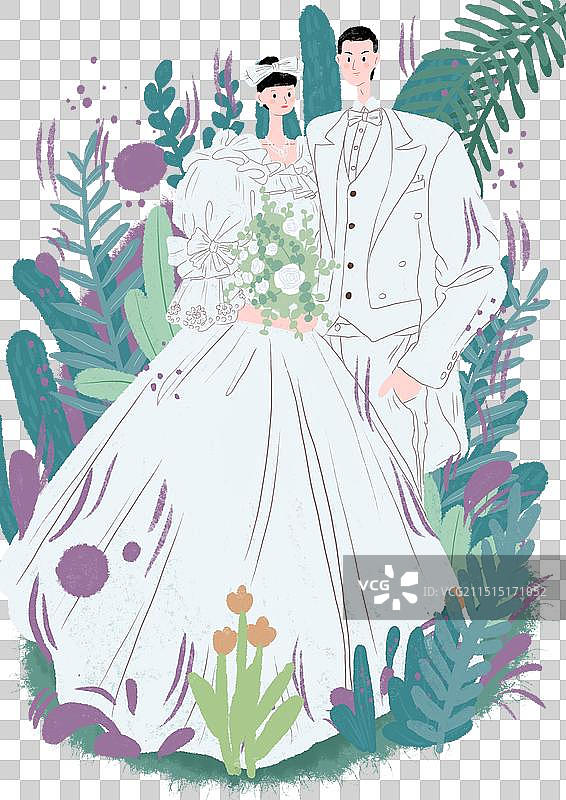 婚纱照插画图片素材