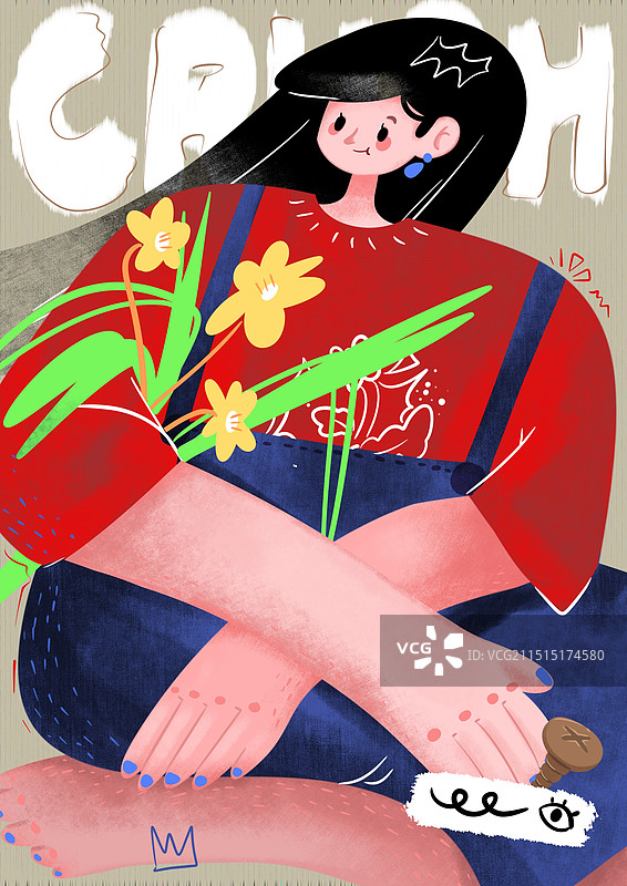 背带裤女孩图片素材