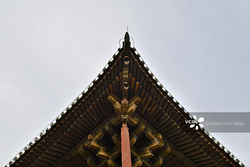 天津市蓟州千年古刹独乐寺“观音阁”飞檐部分特写镜头图片素材